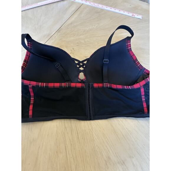 Torrid Curve Bra Women 42DD Red Plaid XO Boost Plunge Push Up Underwire Sexy - Picture 14 of 14